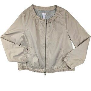 Chicos Full Zip Jacket Womens L Khaki Baseball Babe Abbegale‎ Lined Windbreaker